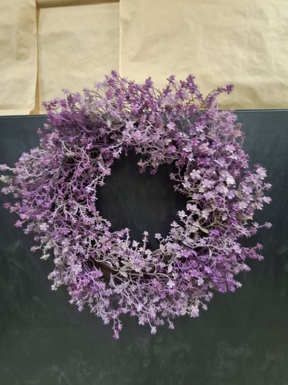 Wianek dekoracyjny 30x30 cm Fioletowo-lawendowy Naturalny Całoroczny