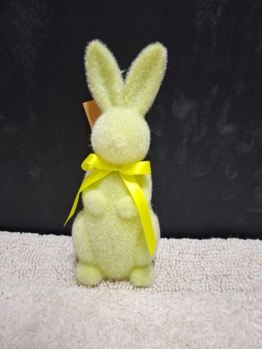 Zając Zajączek Flokowany Wielkanocny Welurowy Zielony 24cm