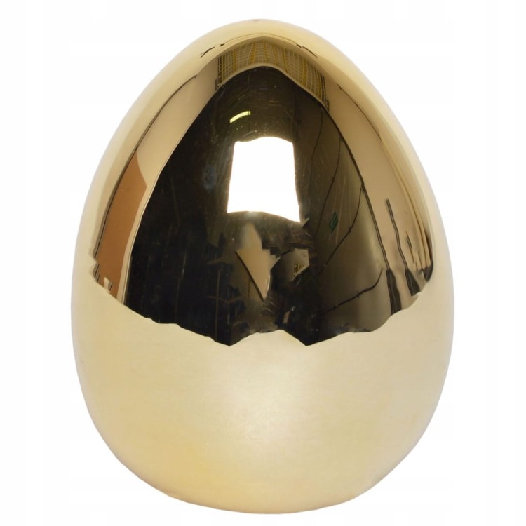 Jajko Ceramiczne Złote 8 cm Mała Dekoracja Wielkanocna Elegancka Ozdoba