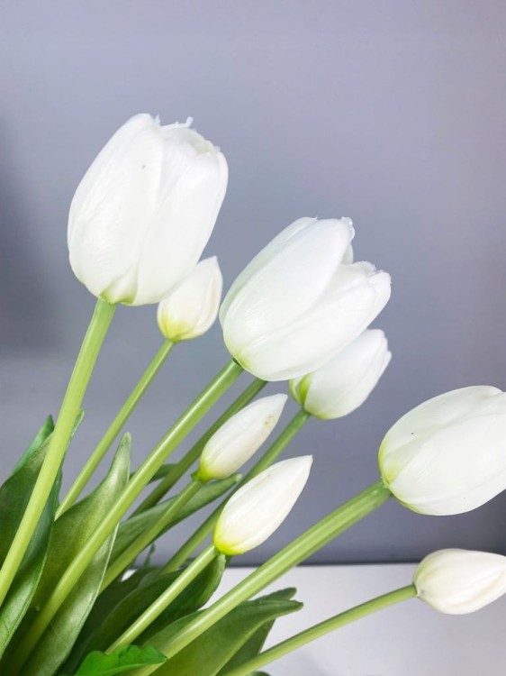 TULIPANY BUKIET BIAŁY 5 sztuk jak żywe SILIKONOWE