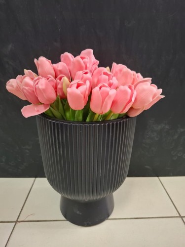 Bukiet 5 sztuk silikonowych tulipanów w kolorze różowym długość 30 cm
