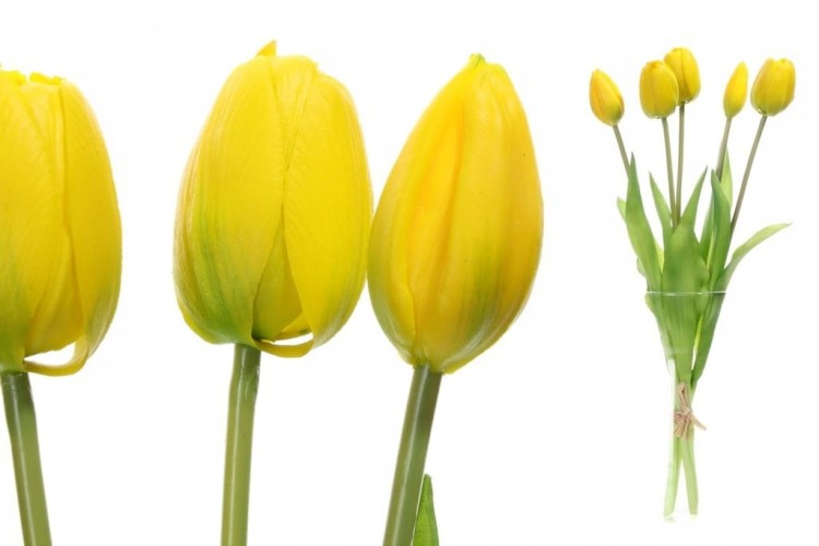 Tulipany silikonowe żółte BUKIET 5szt JAK ŻYWE