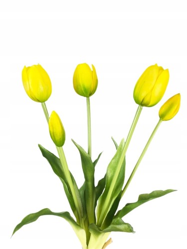 Tulipany silikonowe żółte BUKIET 5szt JAK ŻYWE