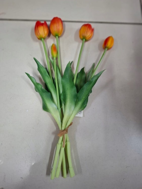 TULIPANY TULIPAN BUKIET 5SZT GUMOWANE POMARAŃCZOWE