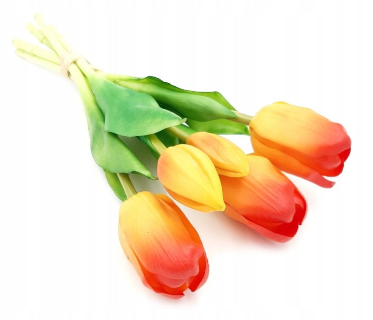 TULIPAN sztuczny TULIPANY silikonowe BUKIET 5 szt POMARAŃCZOWE