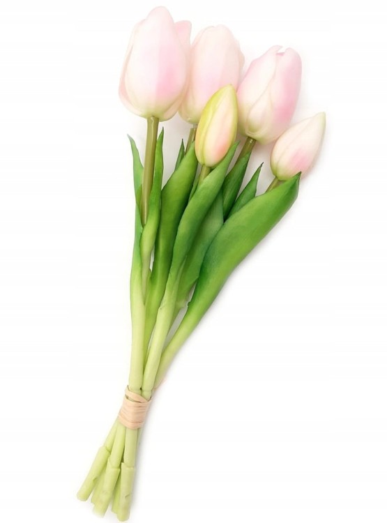 TULIPAN sztuczny TULIPANY silikonowe BUKIET 5 szt RÓŻOWE