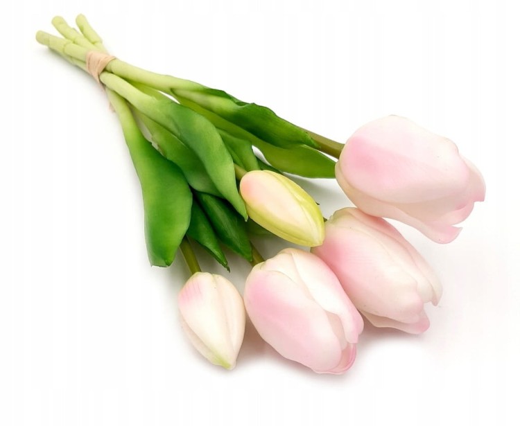 TULIPAN sztuczny TULIPANY silikonowe BUKIET 5 szt RÓŻOWE