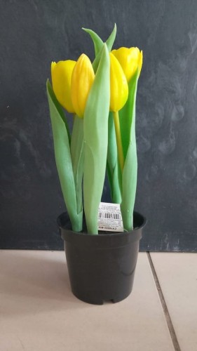 Sztuczny kwiat TULIPAN żółty