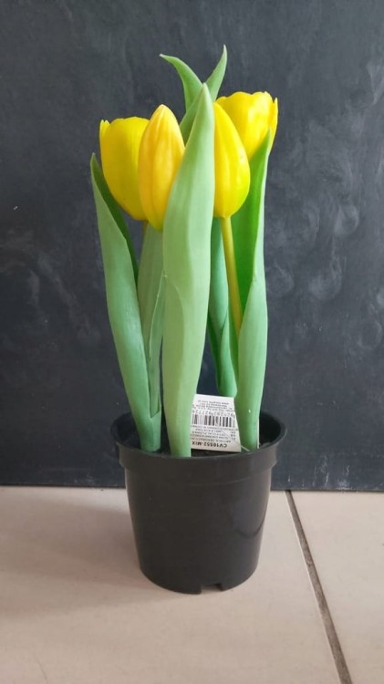 Sztuczny kwiat TULIPAN żółty