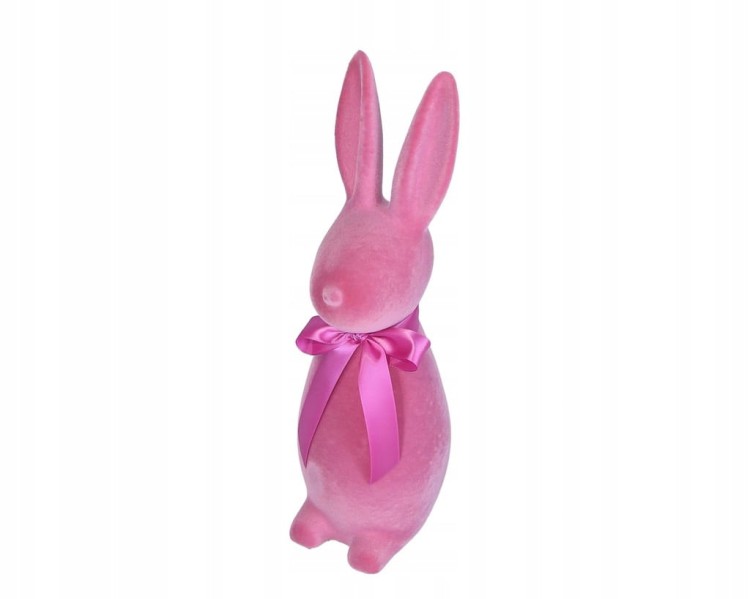 Figurka Zając Flokowany Różowy Ozdoba Wielkanoc 40 cm