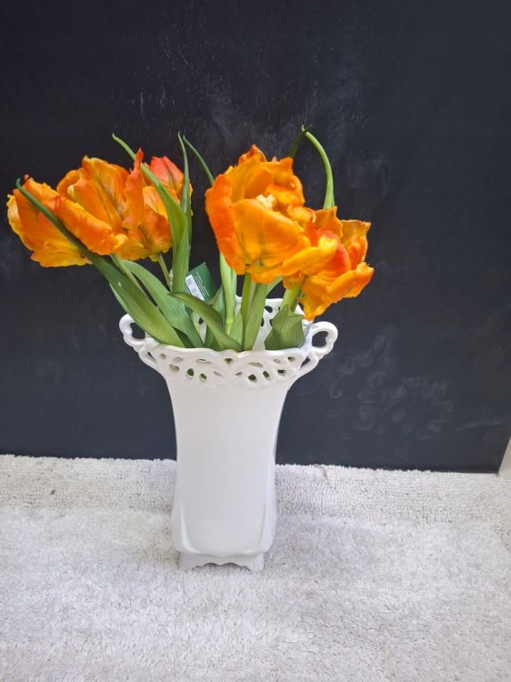 Wazon ceramiczny / osłonka biała 26,5 cm – ażurowa dekoracja do domu