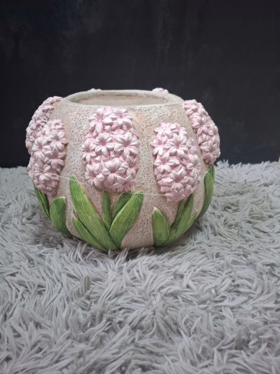 Wazon Betonowy 24x28 cm Kwiatowy – Dekoracyjny Ozdobny do Wnętrz