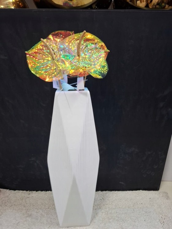 Wazon Ceramiczny 46 cm Biały Geometryczny Nowoczesny