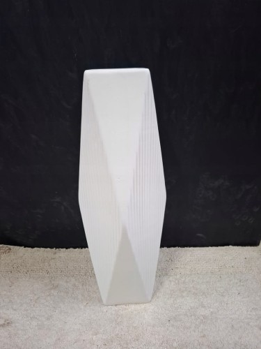 Wazon Ceramiczny 46 cm Biały Geometryczny Nowoczesny