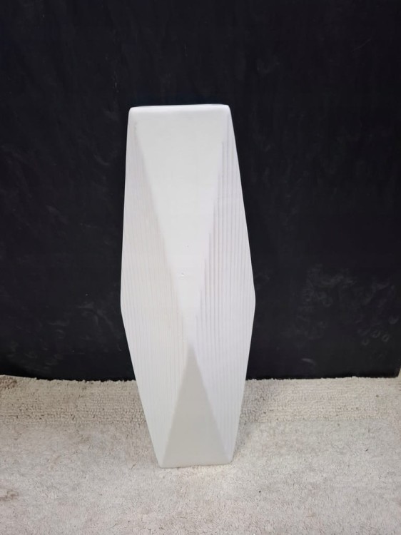 Wazon Ceramiczny 46 cm Biały Geometryczny Nowoczesny