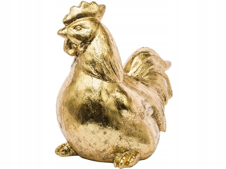 Ozdobna Dekoracyjna Figurka KURA 17 x 10 x 17 cm - ZŁOTA