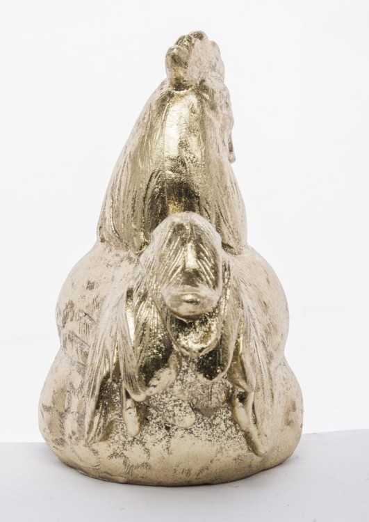 Ozdobna Dekoracyjna Figurka KURA 17 x 10 x 17 cm - ZŁOTA