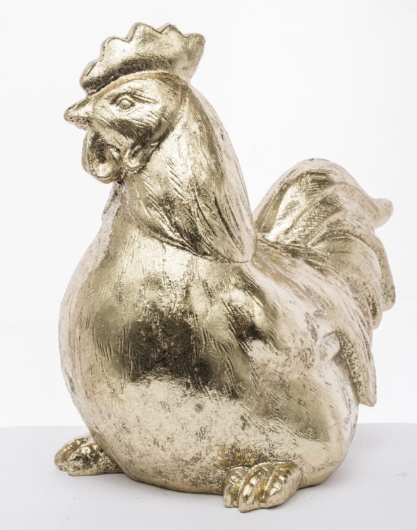 Ozdobna Dekoracyjna Figurka KURA 17 x 10 x 17 cm - ZŁOTA
