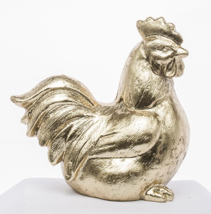 Ozdobna Dekoracyjna Figurka KURA 17 x 10 x 17 cm - ZŁOTA