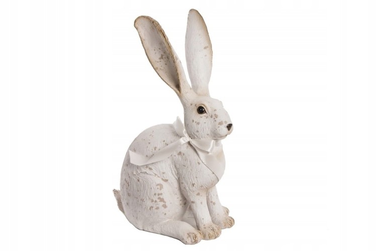 FIGURKA DEKORACYJNA CERAMICZNA ZAJĄC KRÓLIK WIELKANOCNY Z KOKARDĄ 50 cm