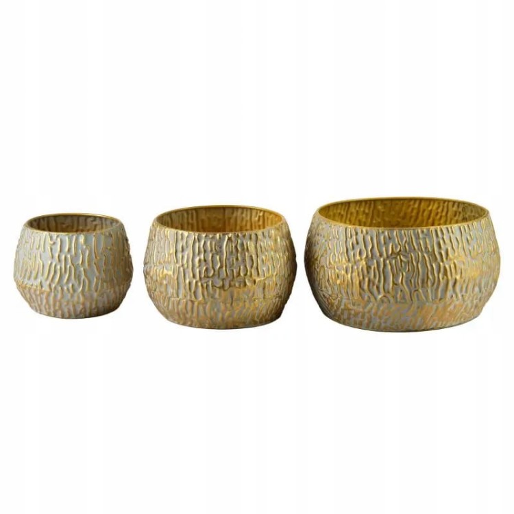 Zestaw 3 metalowych osłonek złotych 27x17 cm, 21x16 cm, 15x10 cm