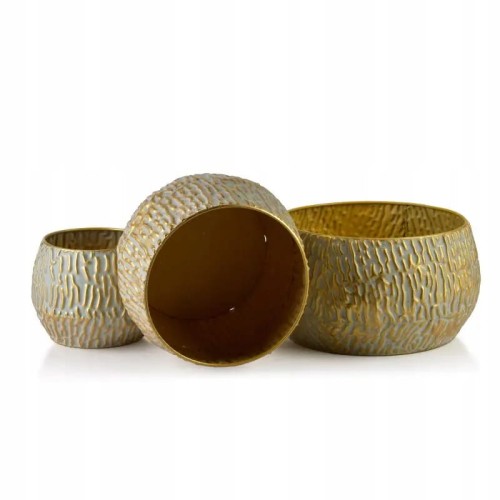 Zestaw 3 metalowych osłonek złotych 27x17 cm, 21x16 cm, 15x10 cm