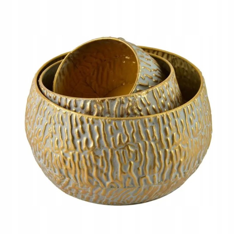 Zestaw 3 metalowych osłonek złotych 27x17 cm, 21x16 cm, 15x10 cm