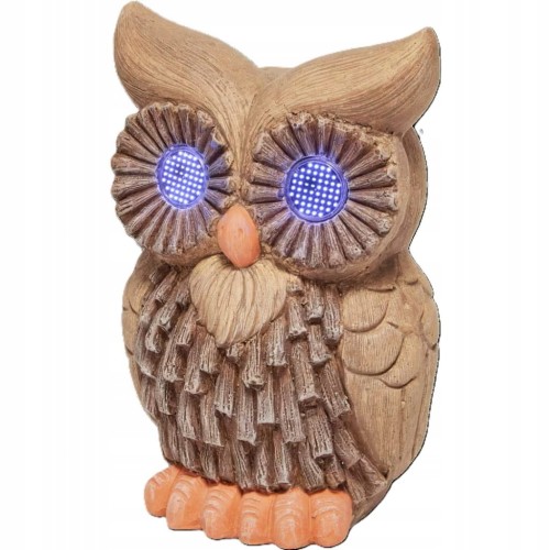 LAMPA LAMPKA SOLARNA OGRODOWA FIGURKA LED SOWA BRĄZOWA RUCHOME OCZY