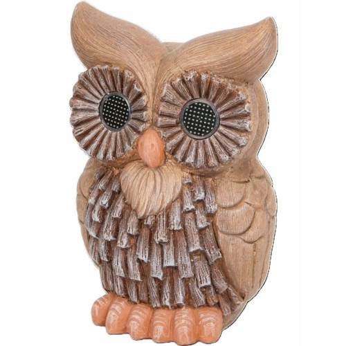 LAMPA LAMPKA SOLARNA OGRODOWA FIGURKA LED SOWA BRĄZOWA RUCHOME OCZY