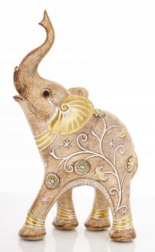 Figurka Słoń Złoty 20 cm Dekoracja Glamour Ozdoba Brązowo-Złota