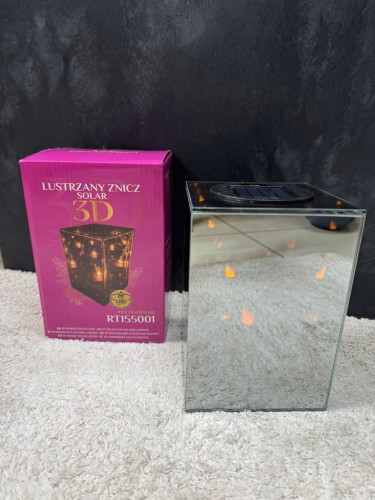Lustrzany Znicz Solarny LED 3D 12x17,5 cm – Nowoczesna Dekoracja Świetlna