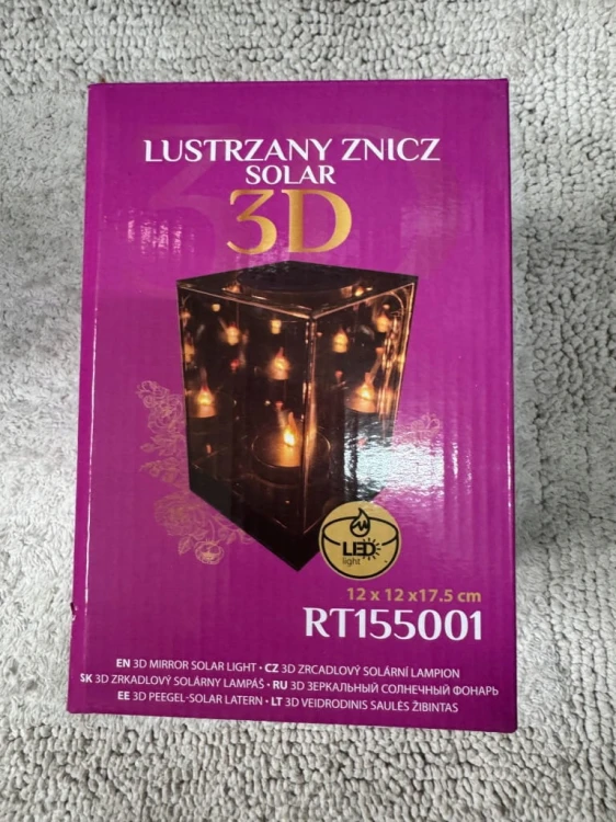 Lustrzany Znicz Solarny LED 3D 12x17,5 cm – Nowoczesna Dekoracja Świetlna