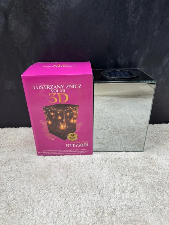 Lustrzany Znicz Solarny LED 3D 12x17,5 cm – Nowoczesna Dekoracja Świetlna