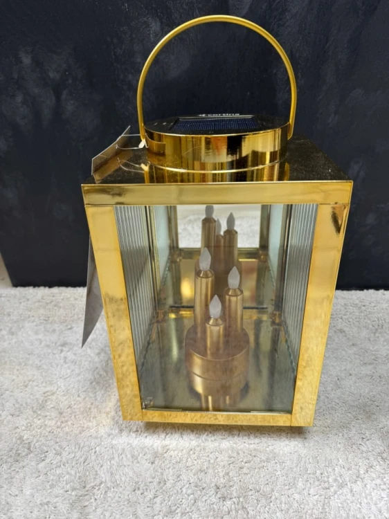 Latarenka solarna LED Cortina złota 36 cm znicz solarny dekoracyjny