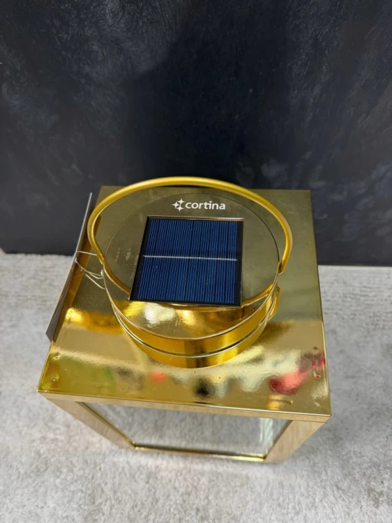 Latarenka solarna LED Cortina złota 36 cm znicz solarny dekoracyjny