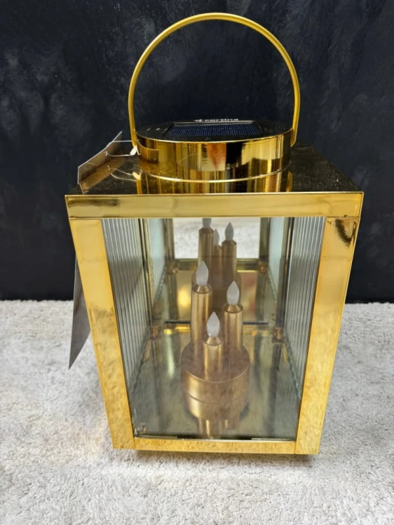 Latarenka solarna LED Cortina złota 36 cm znicz solarny dekoracyjny