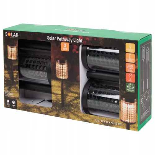Lampy Solarne Ogrodowe 3 szt 43,5 cm LED Ciepłe Światło Słupek Zewnętrzne