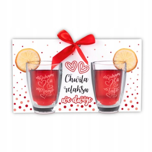 Zestaw 2 kubków szklanych 300 ml Kocham Cię Mamo / Kocham Cię Tato