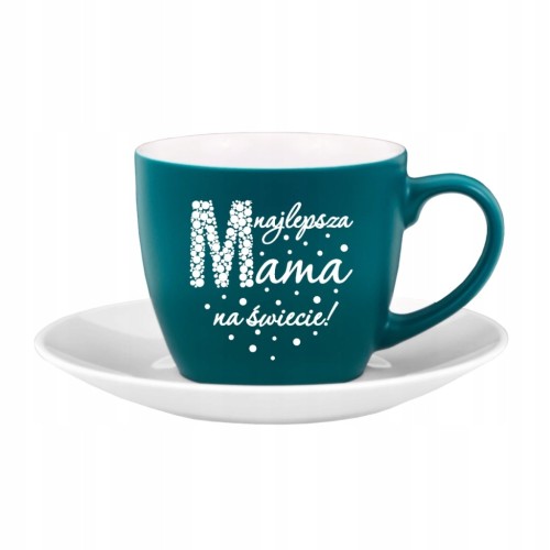 Filiżanka ze spodkiem 230 ml – morska matowa elegancki prezent dla Mamy