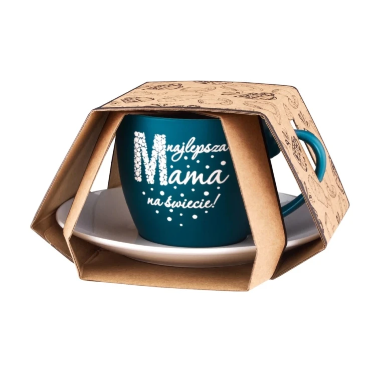 Filiżanka ze spodkiem 230 ml – morska matowa elegancki prezent dla Mamy