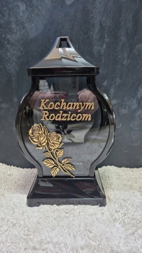ZNICZ SZKLANY KOCHANYM RODZICOM RÓŻE ZŁOTY 30cm