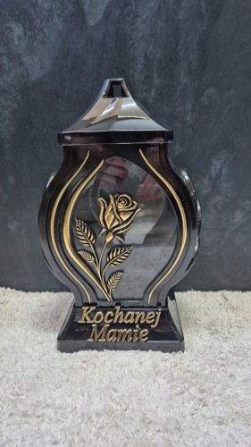 ZNICZ SZKLANY KOCHANEJ MAMIE RÓŻA ZŁOTY 30cm