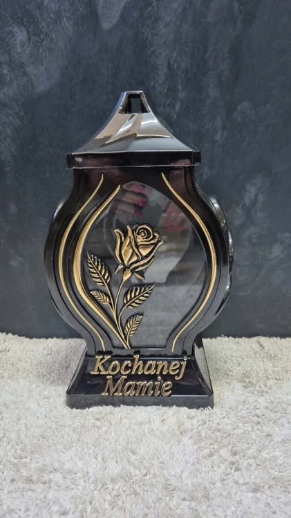 ZNICZ SZKLANY KOCHANEJ MAMIE RÓŻA ZŁOTY 30cm