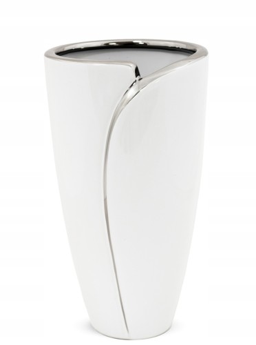 Wazon biało-srebrny ceramiczny 24 × 13 × 13 cm