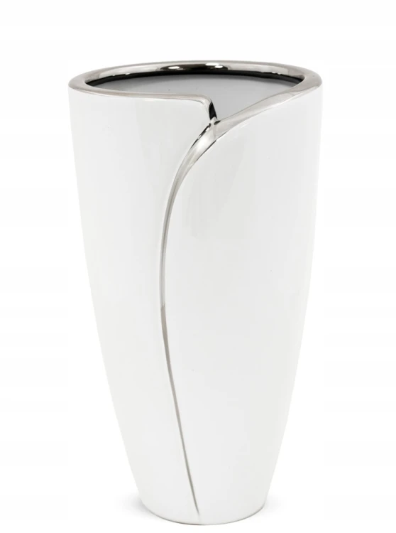 Wazon biało-srebrny ceramiczny 24 × 13 × 13 cm