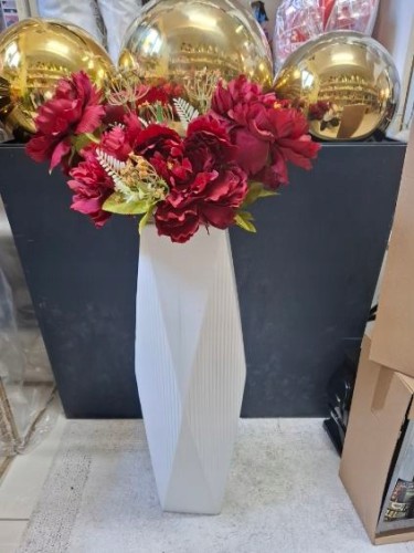 Wazon ceramiczny biały 61 cm – nowoczesny wazon dekoracyjny do salonu