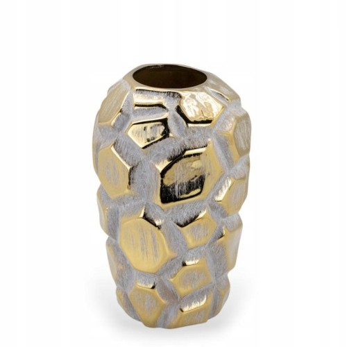 Wazon ceramiczny dekoracyjny 31 cm – nowoczesny design, złoto-szary