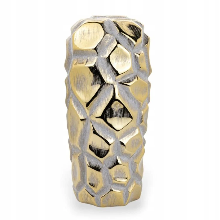 Wazon ceramiczny dekoracyjny 43,5 cm – nowoczesny design, złoto-szary