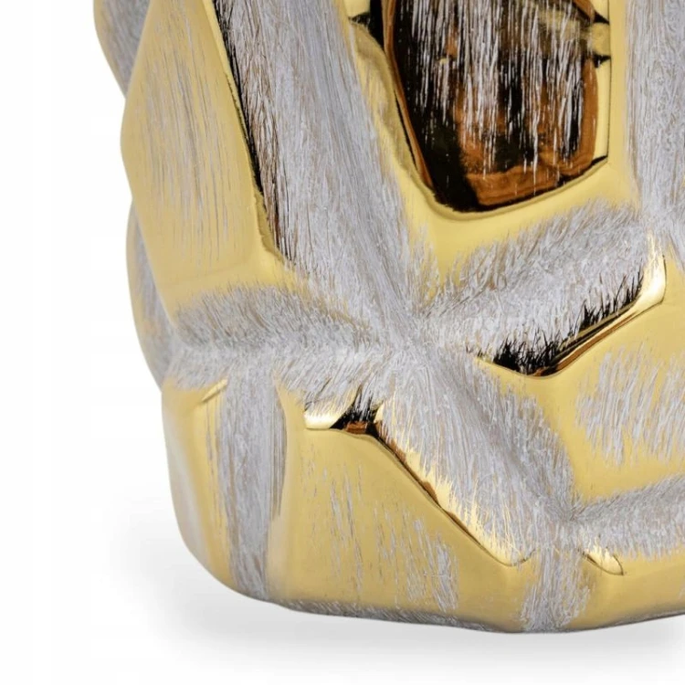 Wazon ceramiczny dekoracyjny 43,5 cm – nowoczesny design, złoto-szary