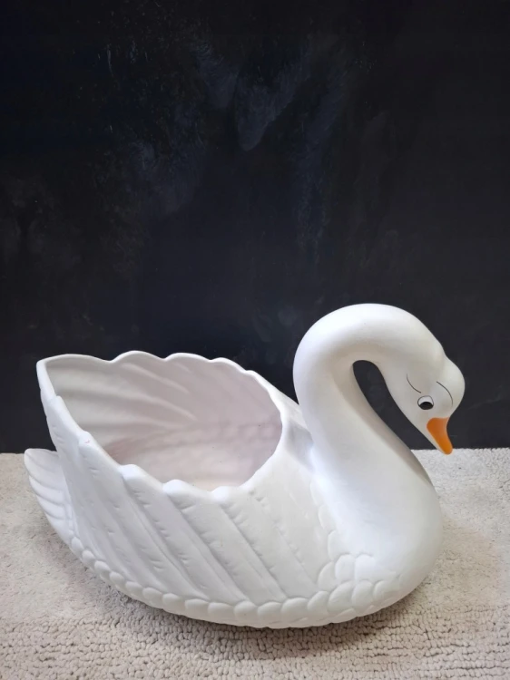 Figurka ceramiczna Łabędź / Donica Osłonka Ceramiczna Biała 30 cm x 45 cm